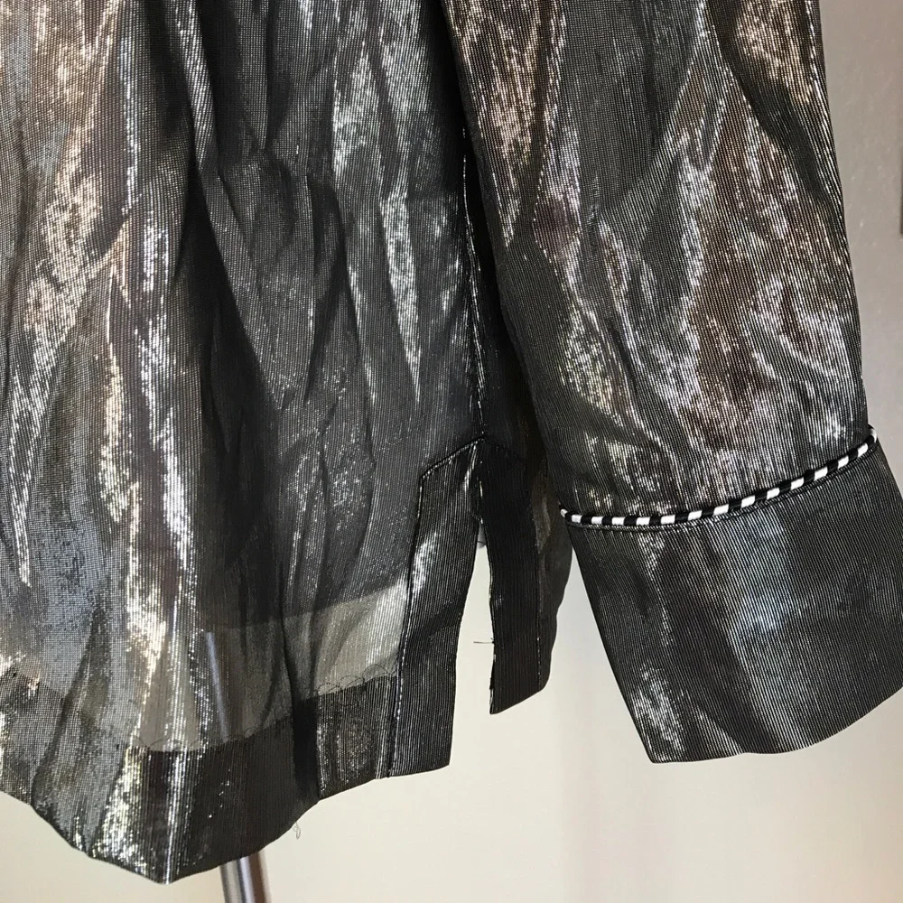 J. CREW Metallic Gold Silk Tunic Tassel Blouse Top 4